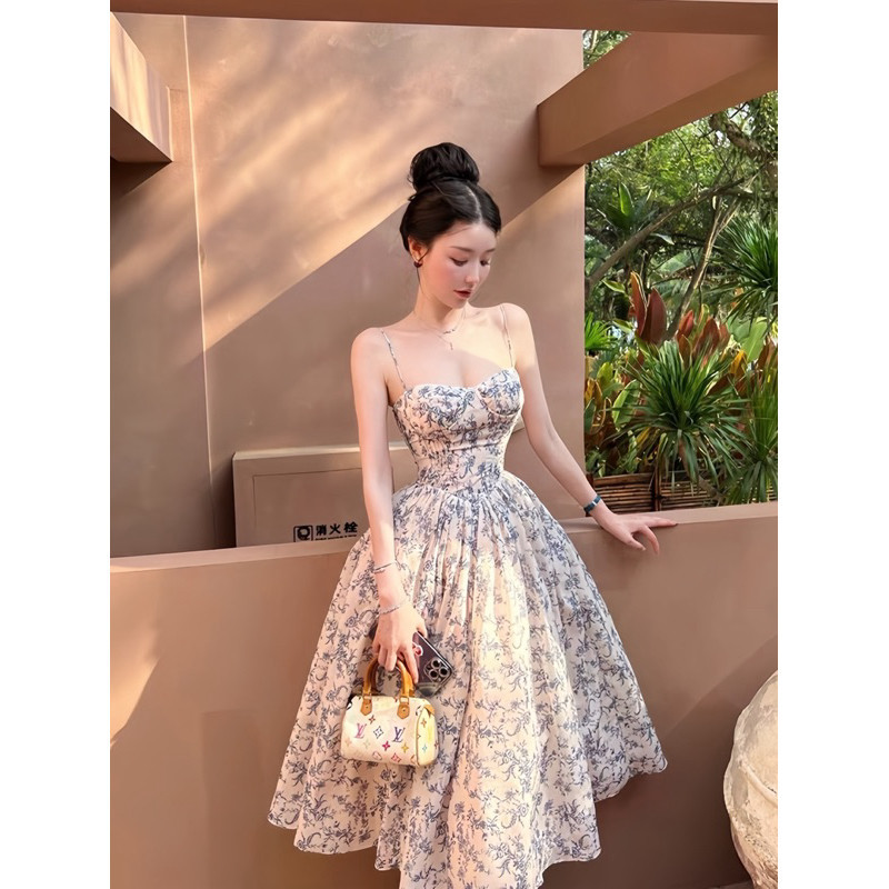 LINA BOUTIQUE' HT1 ĐẦM VOAN HOA TÍM 2 DÂY ĐI CHƠI, ĐI LÀM, ĐI ĐÁM TIỆC, CÀ PHÊ HẸN HÒ DẠO PHỐ CỰC XI