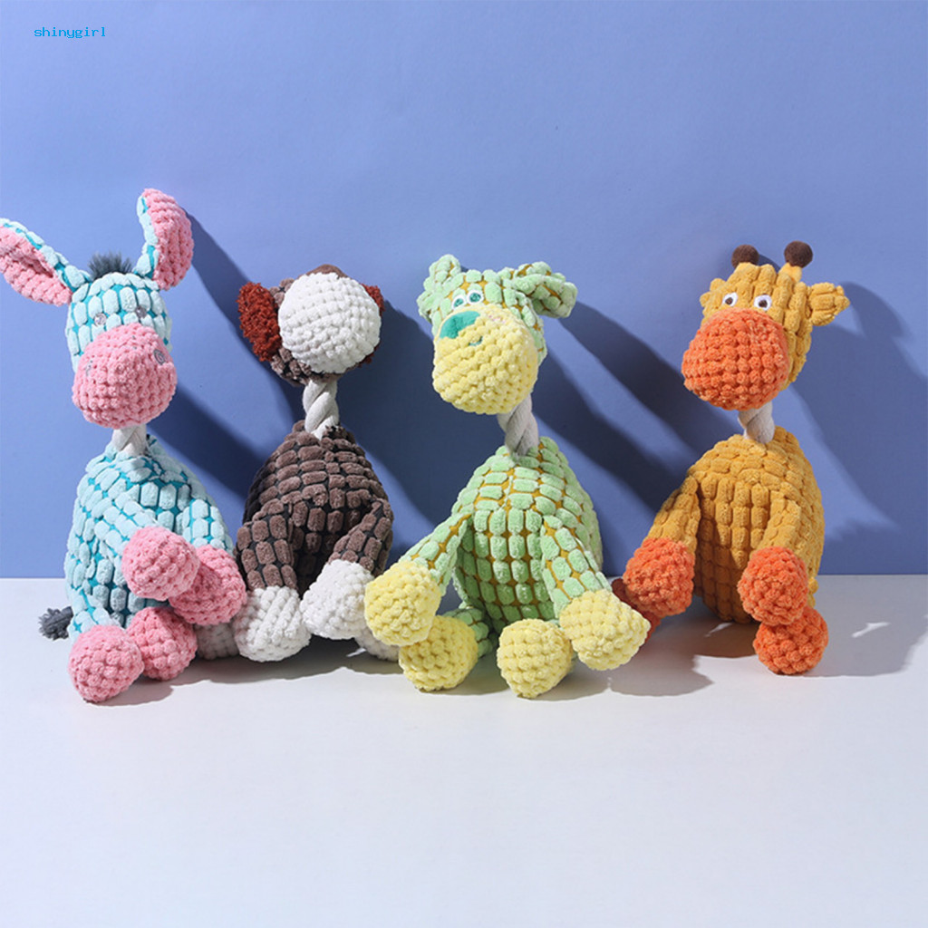 SHI Puppy Chew Toy with Squeaker Dog Squeaky Toy Plush Squeaky Dog Toy – Donkey Giraffe Chew Tug-of-