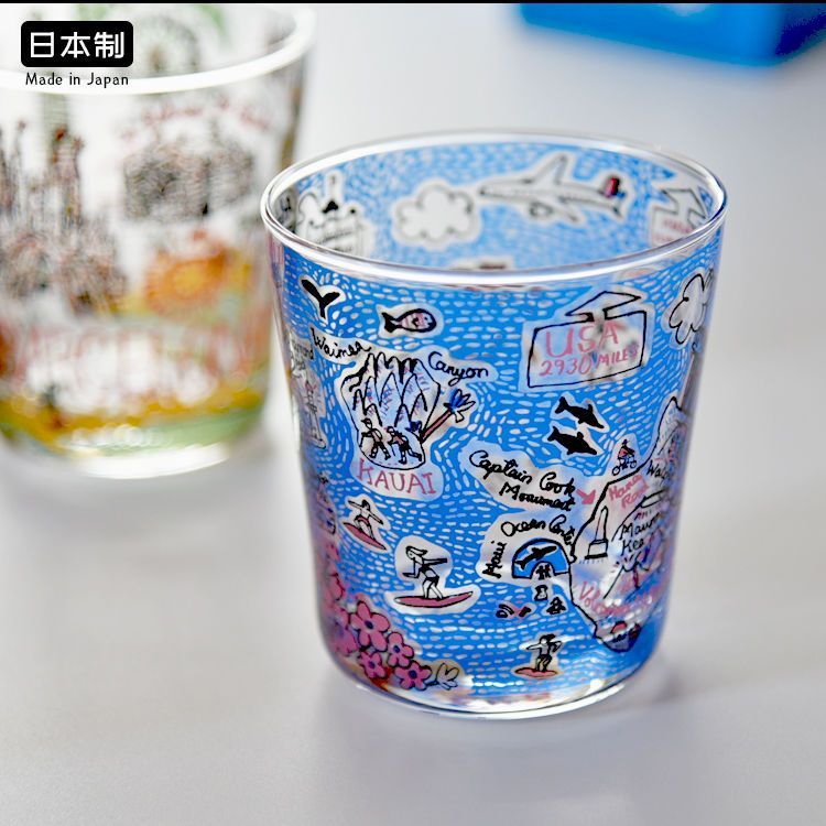 Nhập Khẩu IZAWA IZAWA Cốc Nước Thủy Tinh Bia Nước Trái Cây Cốc Ăn Sáng Minh Họa Dễ Thương Phong Cách