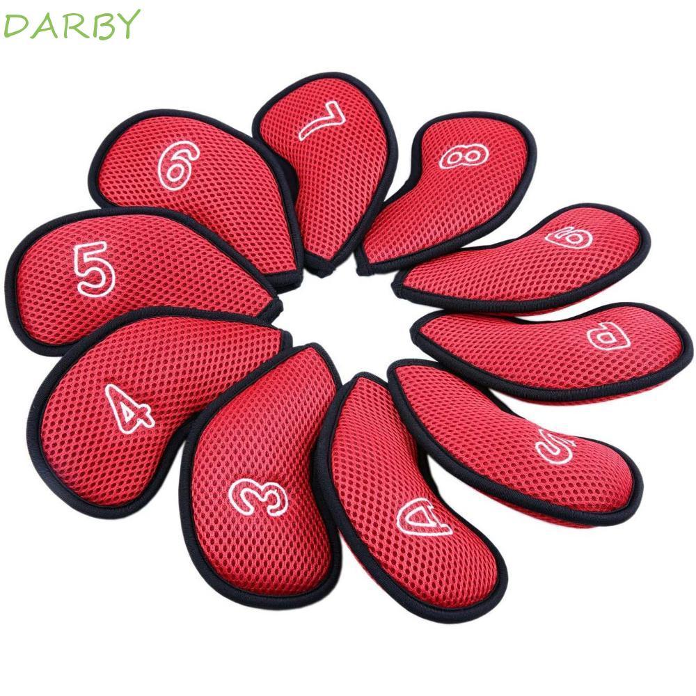 DARBY Golf Club Cover Meshy 10 chiếc Vỏ bảo vệ đầu Golf có thiết kế số 3,4,5,6,7,8,9, P, S, A Iron p