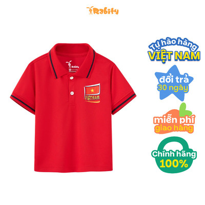   Áo thun polo ngắn tay in cờ Việt Nam bé trai Rabity 901.900