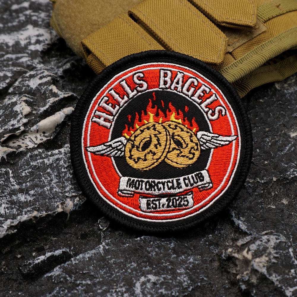 [Miếng dán Velcro tùy chỉnh] AE.Hells Bagels Hells Angels Xe máy thêu Bagels Câu lạc bộ xe máy Miếng