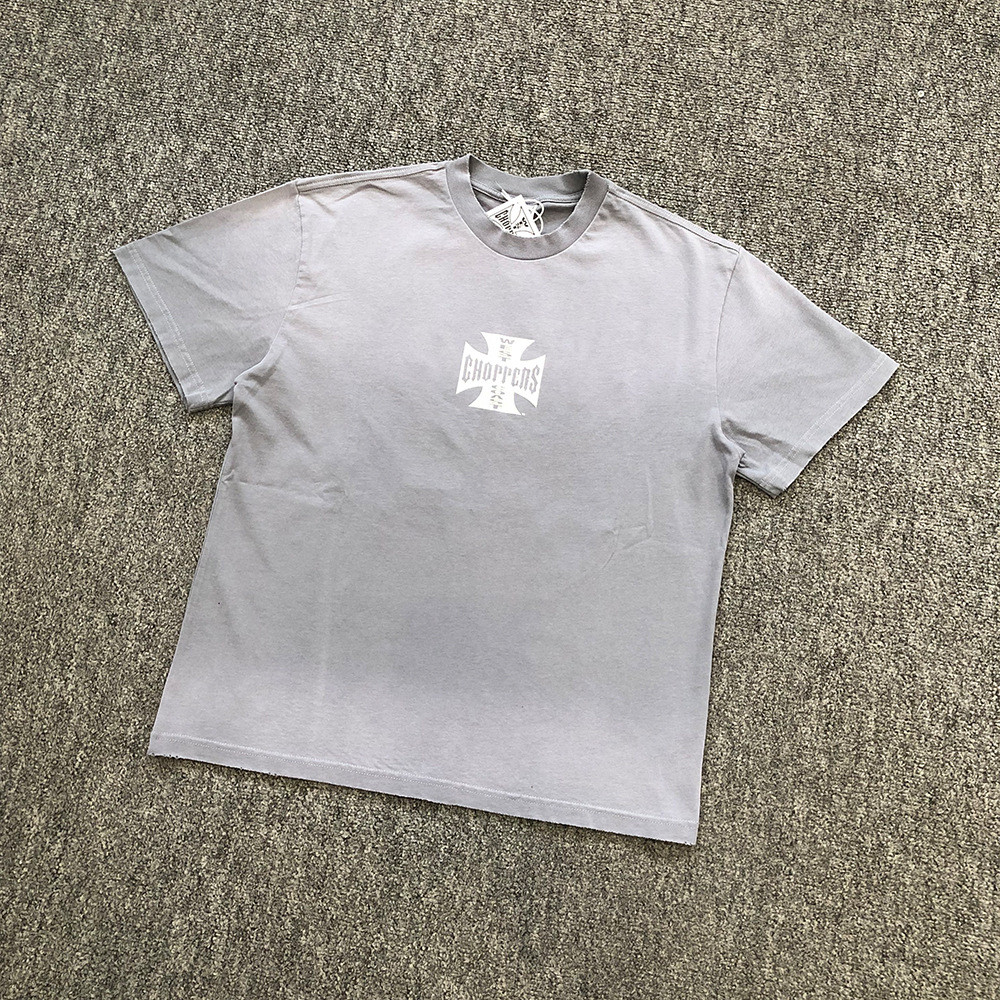 West Coast Choppers 26SS American West Coast Đau khổ Wash Vintag Retro Áo thun ngắn tay