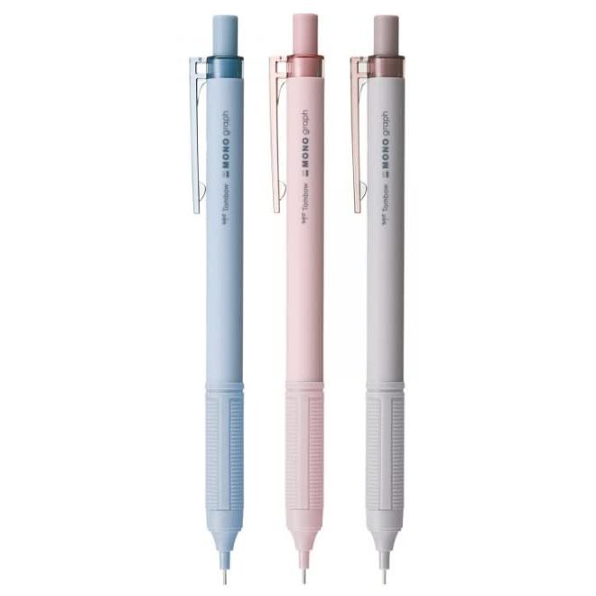 Tombow Pencil Monograph Light Mechanical Pencil 0.5mm DPA-122 in Grayish Blue, Grayish Pink, and Gra