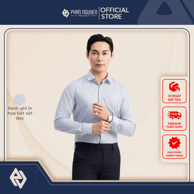 Áo sơ mi nam Phan Nguyễn, chất liệu cao cấp, mềm mại, thoáng khi, thoải mái form slim fit SMD.1461