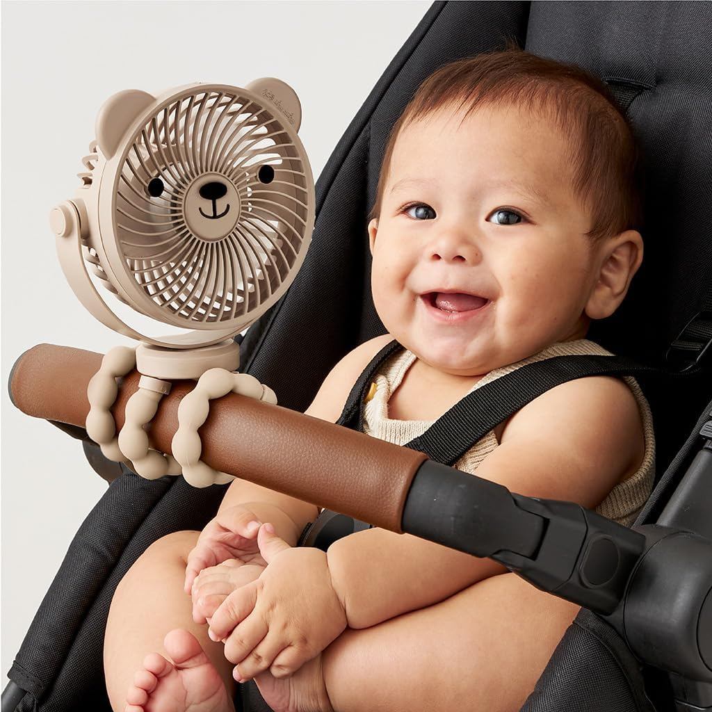 Quạt Xe Đẩy Cho Bé Itzy Ritzy - Quạt Sạc Tính Năng Xoay 360 Độ, Chân Bọc Linh Hoạt Và 3 Tốc Độ (Gấu)