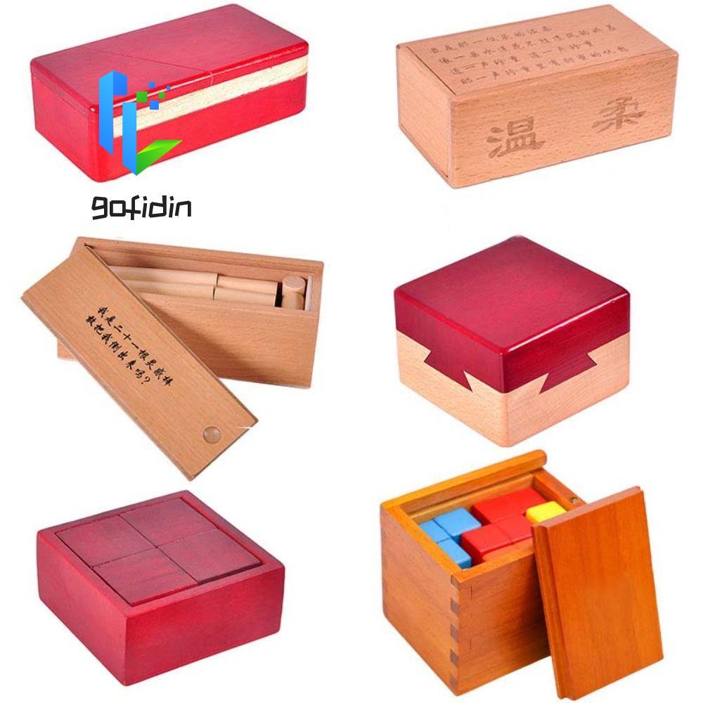 GOFIDIN Gỗ Brain Teaser Puzzle, Mở Hộp Xếp Hình Mở Khóa IQ Puzzle Mind Brain Teaser, Mở Khóa Interlo