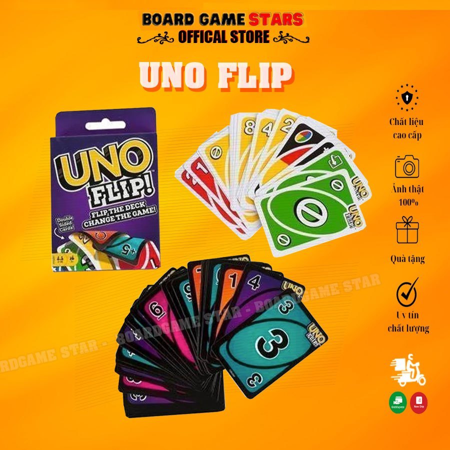 Bộ Bài UNO FLIP - Bài Uno mở rộng, luật chơi hấp dẫn, thẻ bài đồ chơi trẻ em