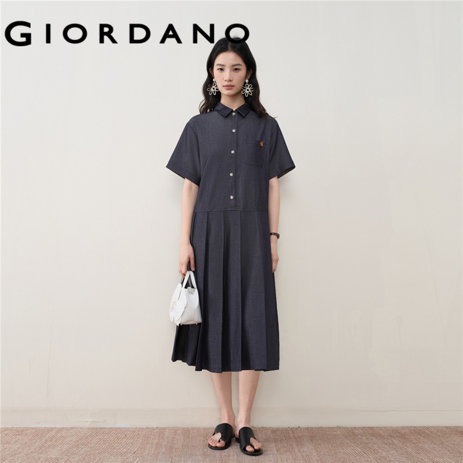 GIORDANO WOMEN Women Lapel Dress 18466309
