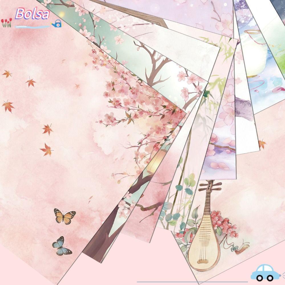 BOLSA 60 tờ Giấy Origami, Giấy thủ công in hoa hai mặt phong cách Trung Quốc, Phong cảnh truyền thốn