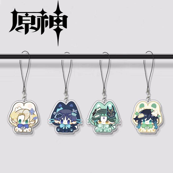 Game Genshin Impact Wanderer Balladeer Venti Xiao Albedo Cosplay Keychain Acrylic Pendant Phone Chai