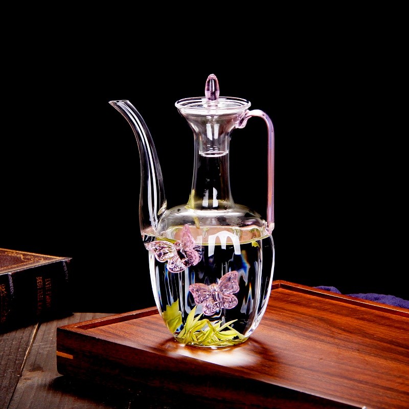Ấm Trà Thủy Tinh Mới Giá Trị Cao Nhỏ Xanh Cam Trà Xanh Máy Làm Trà Hồng Bướm Giả Bài Hát Zhi Pot Nữ 