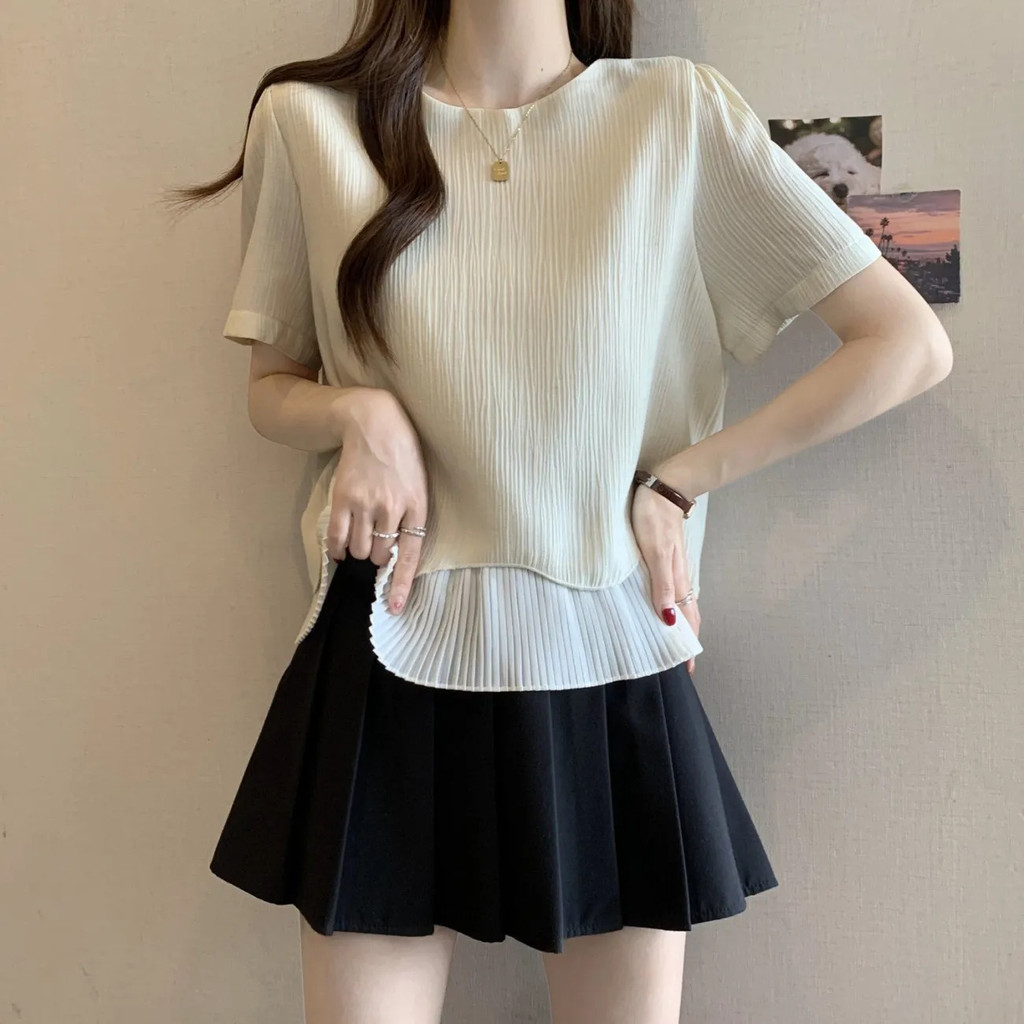 QIAOQ1IAO Khuyến Mãi Sản Phẩm Mới Họa Tiết Áo Thun Ngắn Tay Nữ Mùa Hè Plus Kích Thước Béo mm Thiết K