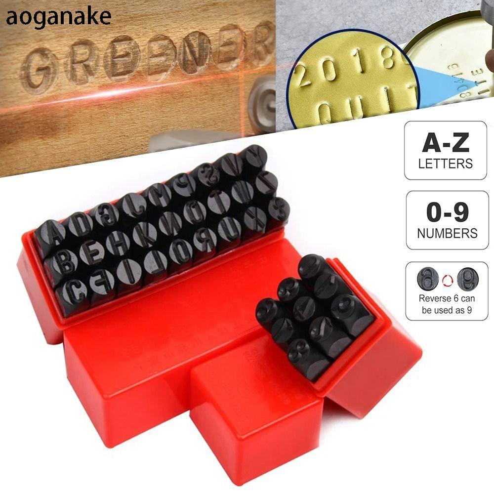AOGANAKE Letter & Number Stamp Punch, Steel With Plastic Digital Letter Stamp, Punch Tools 3-12.5 mm