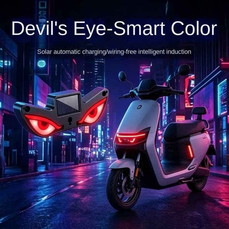 [Motorcycle Special] Devil's Eye Smart Light Solar Wireless Warning Neon Light Modification Ambience