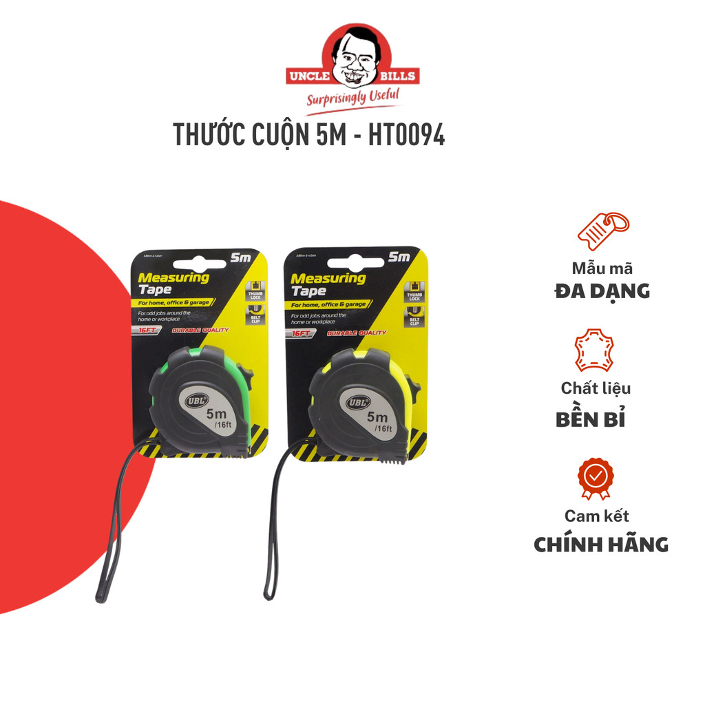 Thước Cuộn 5m UNCLE BILLS Dễ Dàng Sử Dụng, Chính Xác Cho Các Công Việc Đo Lường - HT0094