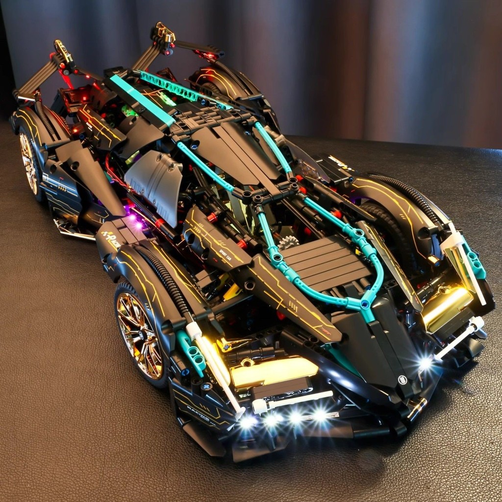 Tương thích với khối xây dựng Lego Lamborghini Black Gold V12 Xe thể thao Mô hình lắp ráp điều khiển