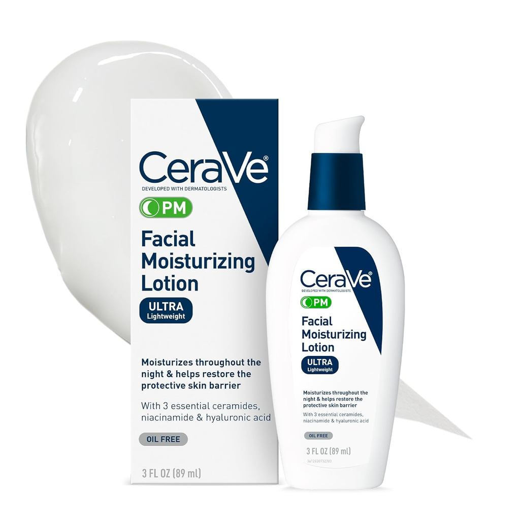 Kem Dưỡng Ẩm Da Mặt CeraVe PM, Chứa Axit Hyaluronic và Niacinamide, Kem Dưỡng Ẩm Da Mặt Không Dầu Si