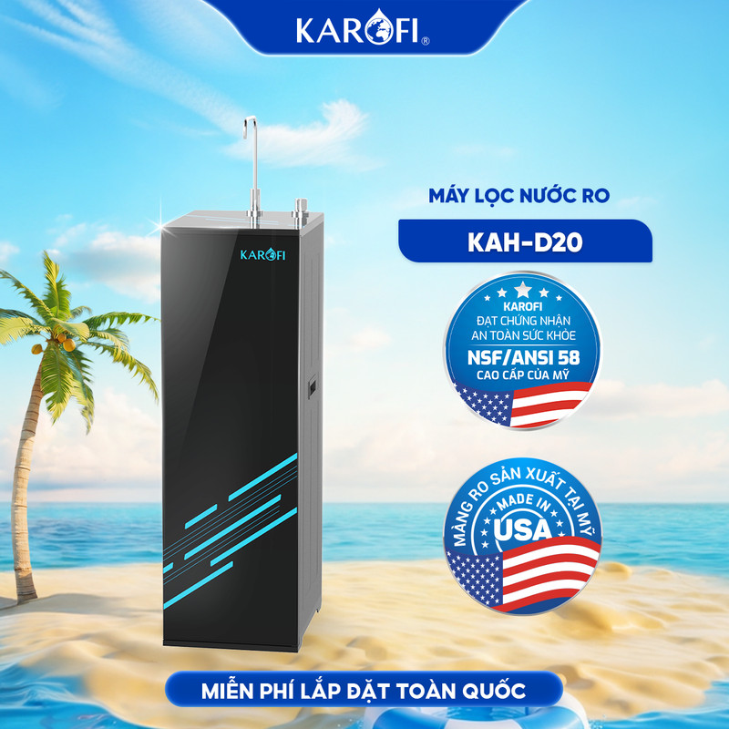 [TẶNG BỘ LÕI] Máy lọc nước RO Karofi KAQ-D20 - Lõi RO Mỹ 50 GPD - Lõi lọc Smax Pro V - Giao lắp miễn