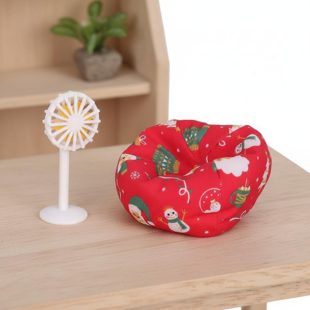 Scene Prop Bộ túi đậu thu nhỏ và quạt Phụ kiện búp bê cho những người yêu thích, cảnh thu nhỏ