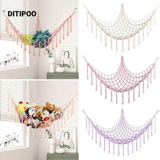 DITIPOO Võng Đồ Chơi, Lưới Nhồi Bông Dệt Treo Lưu Trữ Sắp Xếp, Góc Tường Dây Cotton Tua Rua Đồ Chơi Tam Giác
