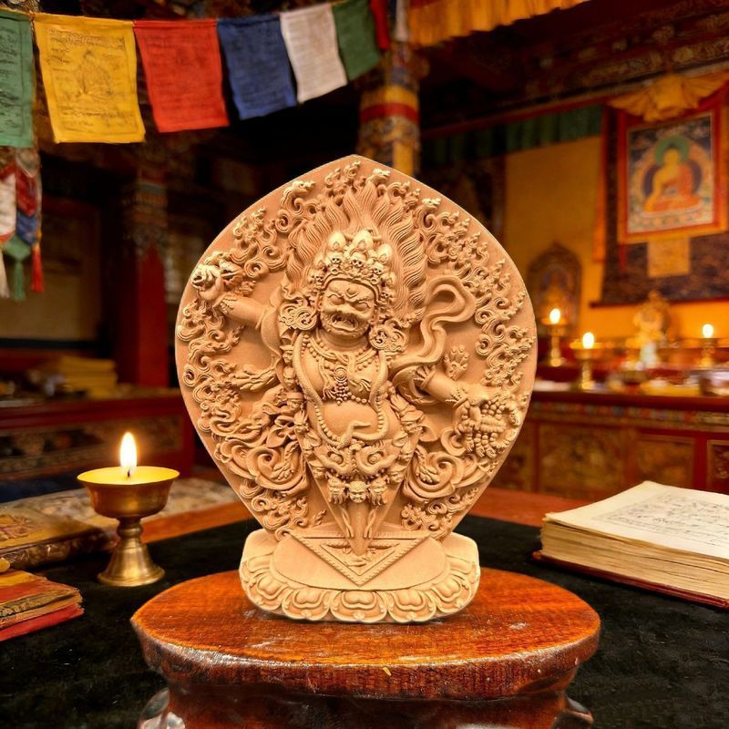 Wrathful Guru Rinpoche 11cm Chà Trơn Chà Đất Sét Tím Bùn Sơn Nhiệt Độ Cao Cháy Bùn Chà 5.7.9