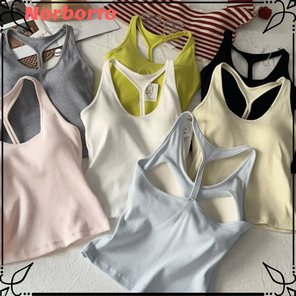 NORBORTO Áo hai dây gợi cảm, có miếng đệm ngực rỗng ra Tank Top, Thời trang liền mạch Làm đẹp lưng C
