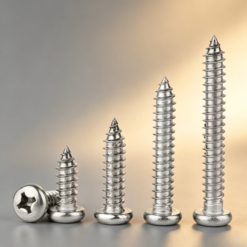Vít tự khai thác đầu tròn Thép không gỉ 304 Đầu Phillips Vít tự khai thác Vít gỗ đuôi nhọn M3 / M3.