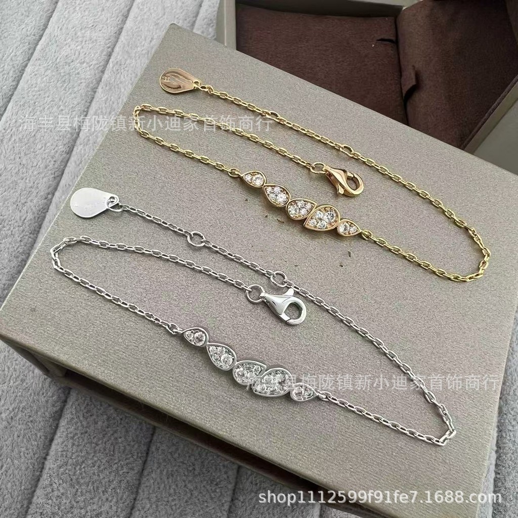 V Gold Water Drop Diamond Josephine Bracelet for Women, New Design, Simple and Unique