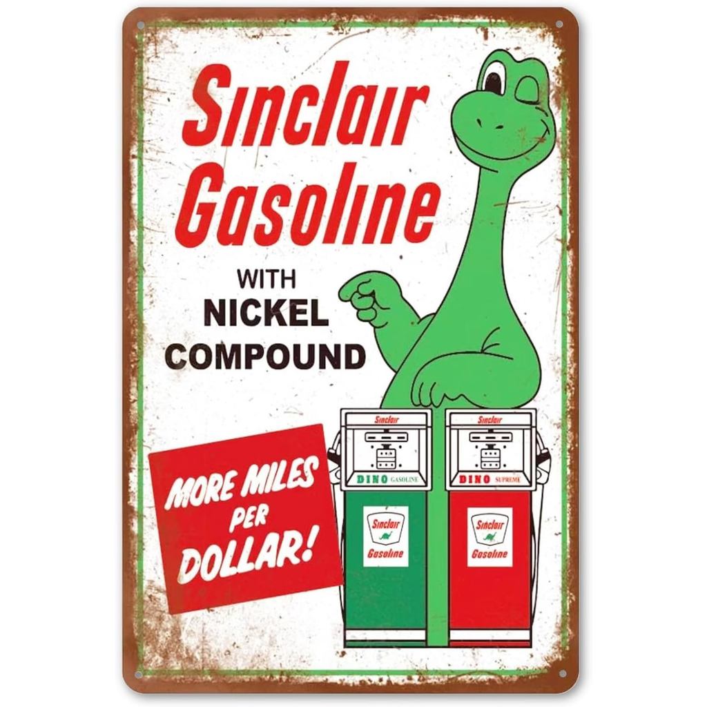 QMARK Vintage Tin Sign Sinclair Xăng, Trang Trí Kim Loại Retro, Dầu Động Cơ Sinclair, Đồ Trang Trí N
