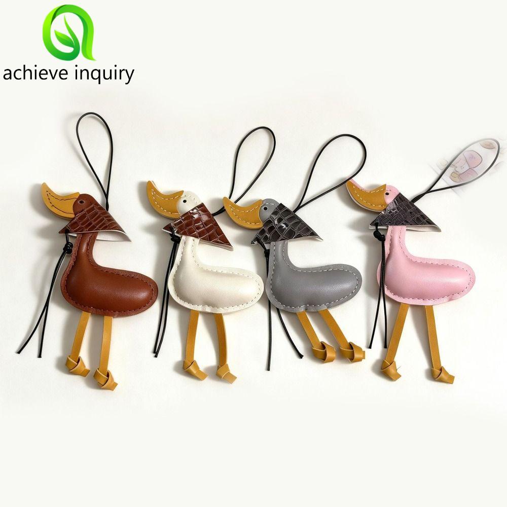 ACHIEVE INQUIRY Khăn Mặt Dây Chuyền Vịt, Hoạt Hình Handmade Pu Da DuckKeychain, Hợp Thời Trang Sáng Tạo DIY Túi Quyến Rũ Nam