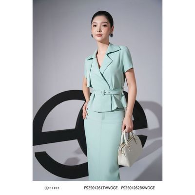 Áo xanh mint phủ tà đai eo thiết kế Elise FS2504261TVWOGE