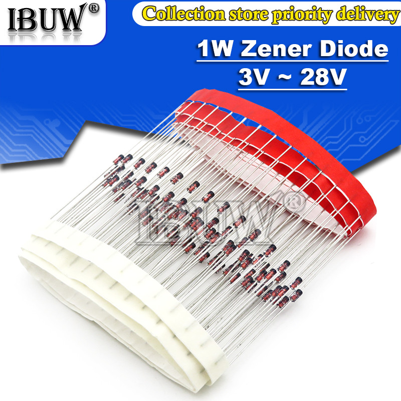 100 Chiếc 1W Zener diode DO-41 3V3 3V6 3V9 4V3 4V7 5V1 5V6 6V2 6V8 7V5 8V2 9V1 10V 11V 12V 13V 15V 1