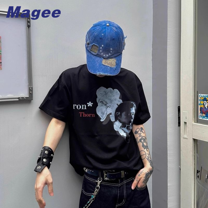 Áo thunMagee in hình chữ chất lượng tốt, style vintage streetwear