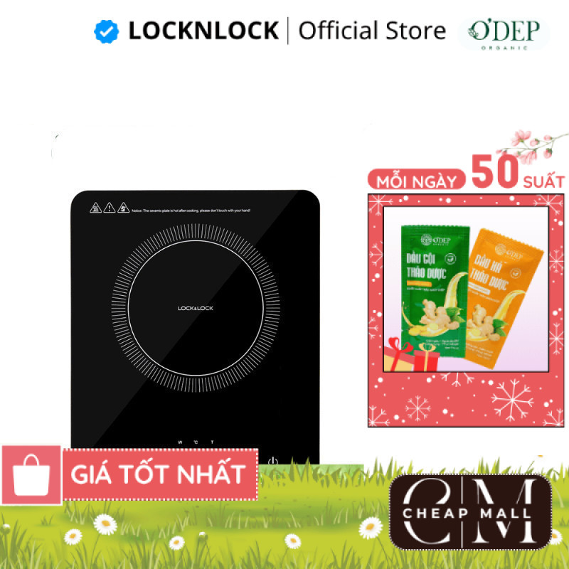 Bếp điện từ đơn LocknLock cảm ứng, 8 mức nhiệt, công suất cao 2000W nấu nhanh tiết kiệm điện EJI411 