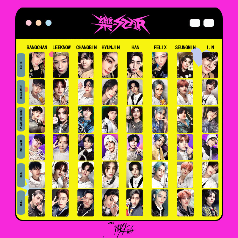 Straykids Chuyên gia mới ROCK STAR Lee Min Ho HAN Lee Long Fu felix Hwang Hyun Chen HYUNJI Photocard