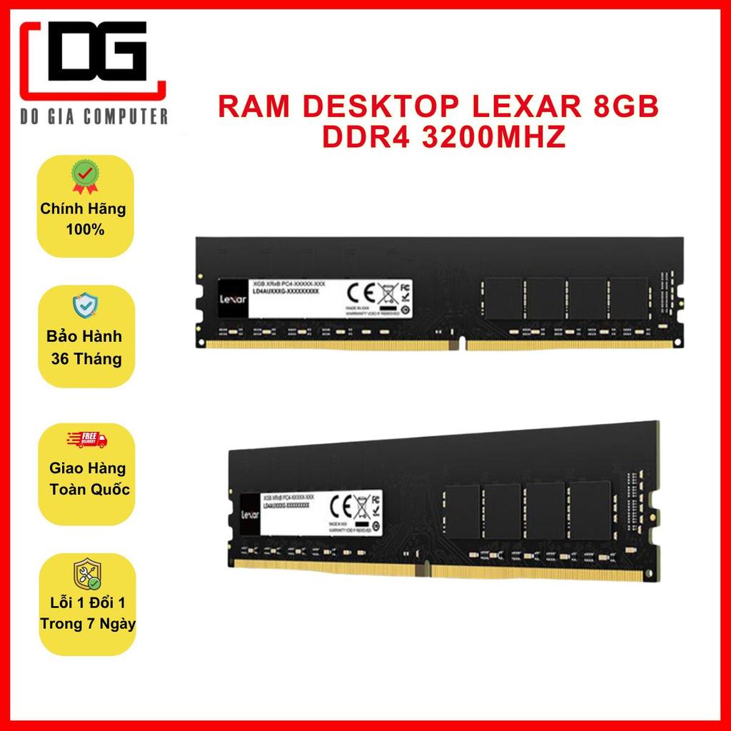RAM DESKTOP LEXAR 8GB (1X8GB) DDR4 3200MHZ, RAM KHÔNG TẢN, BẢO HÀNH 36 Tháng