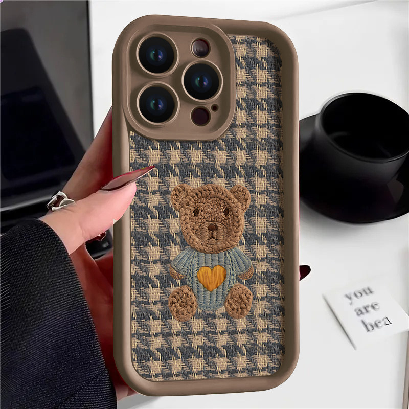 ốp lưng iphone 12 thường ốp lưng iphone chống bẩn Xiaoxiangfeng Vỏ bảo vệ ống kính gấu dễ thương năm
