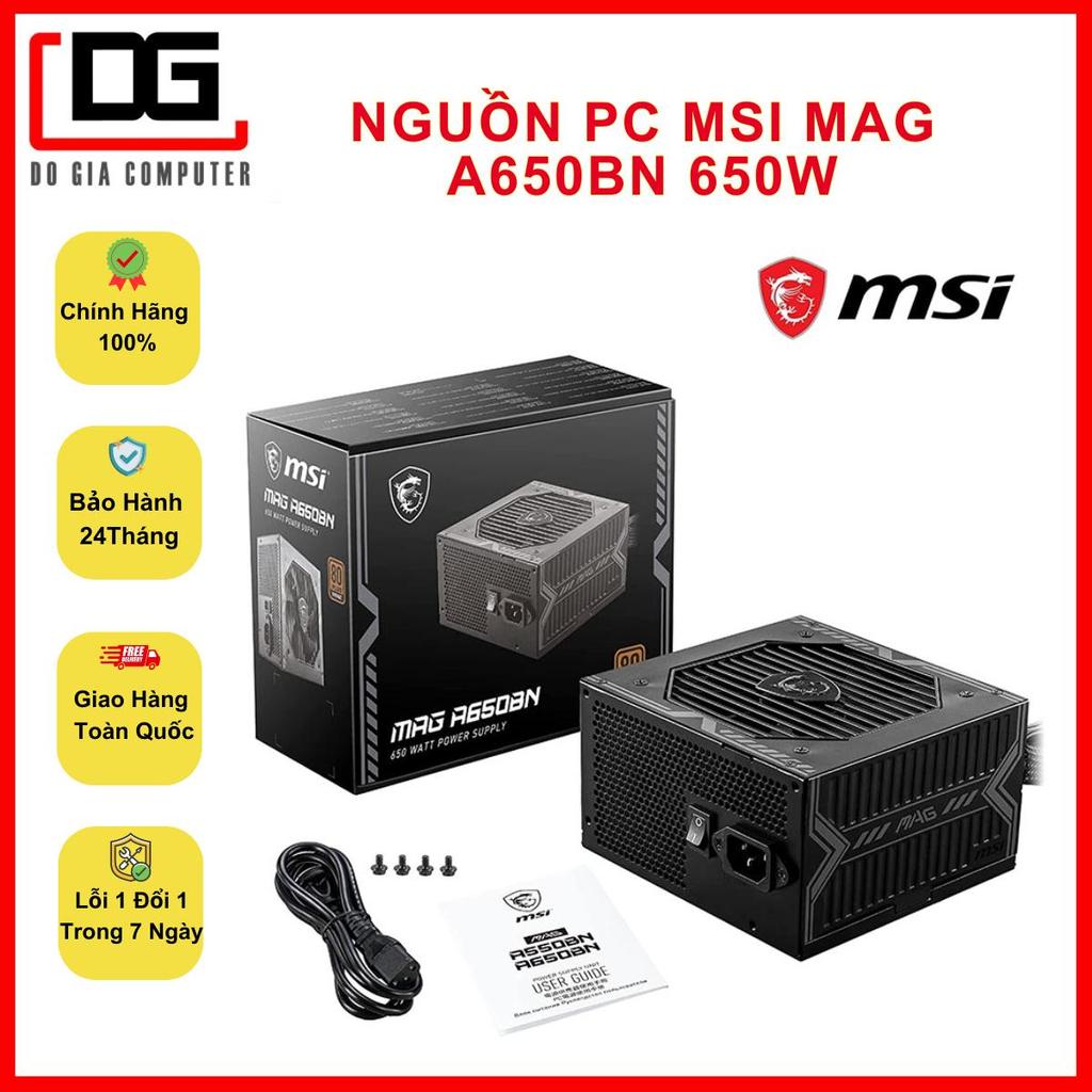 Nguồn máy tính MSI MAG-A650BN 650W 80 Plus Bronze (Màu Đen), Nguồn PC, Nguồn 650W