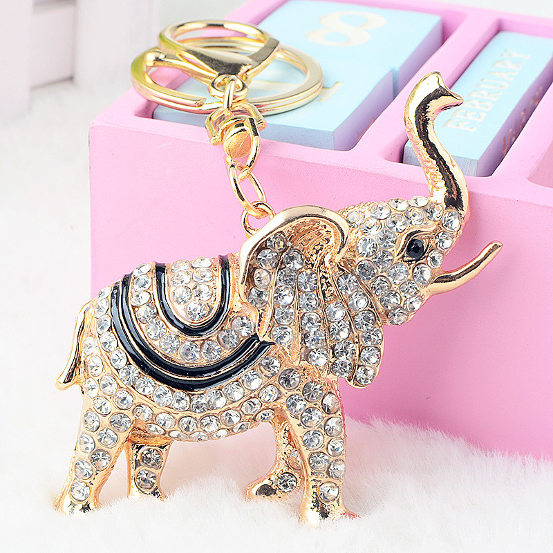 Móc khóa voi mũi dài JT, Kim cương sơn voi bằng kim loại, Đồ trang trí túi, Đồ lưu niệm du lịch Thái