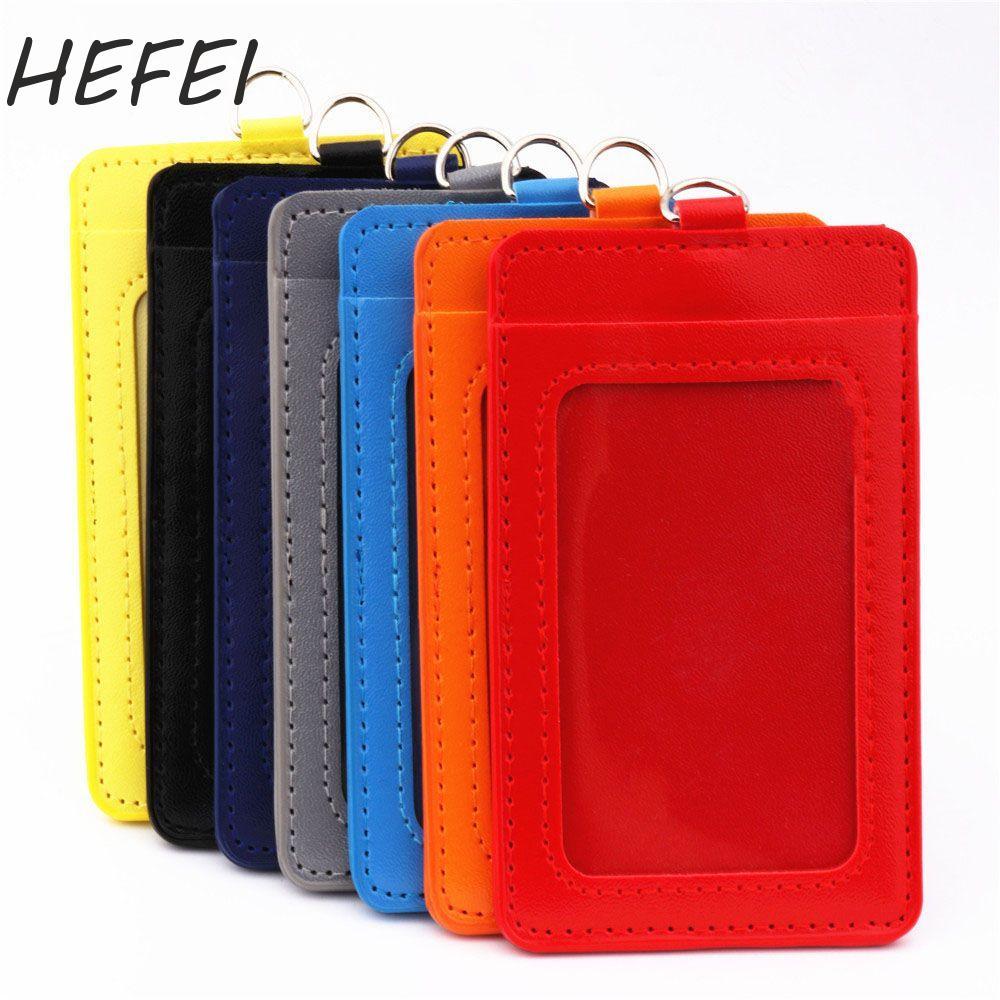 HEFEI Giá đỡ huy hiệu HEFEI Da PU Vòng chìa khóa hai mặt Tay áo ID