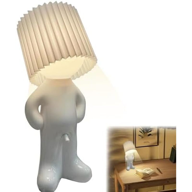 Shy Boy Desk Lamp, Cute Boy Night Light, LED Plug-in Funny Table Lamp for Bedroom, Bathroom, Toilet,