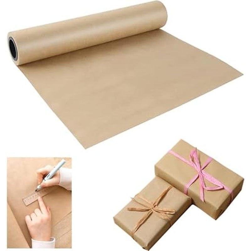 Shinok Brown Kraft Paper Roll - 15" x 33'(400") Brown Wrapping Paper for Packing Moving Small Craft 