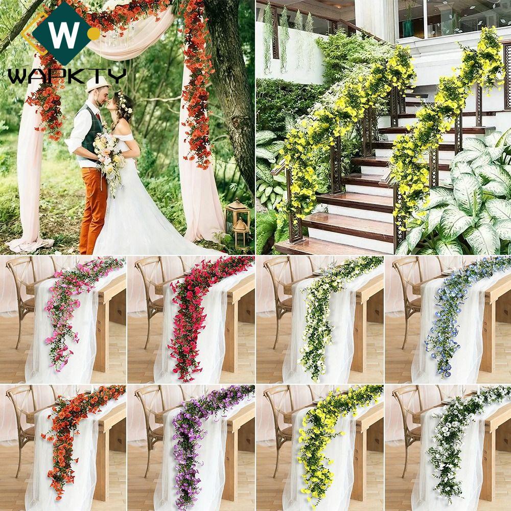 WAPKTY Sống Động Như Thật Morning Glory Vine, Phụ Kiện DIY Morning Glory Hoa Nhân Tạo, Lá Nhiều Màu 