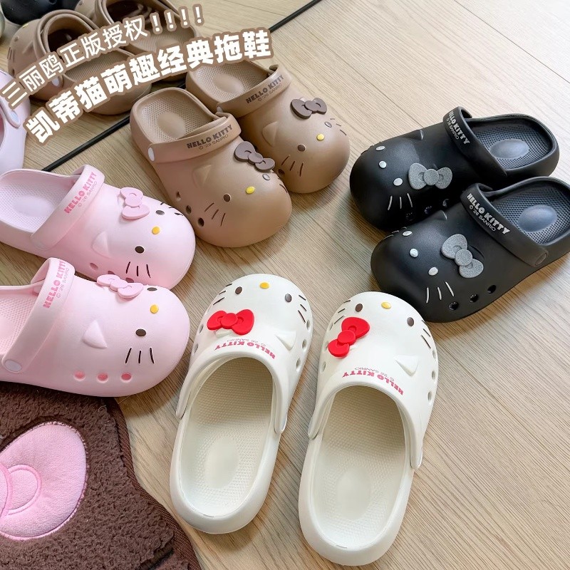 [Hello Kitty] Giày HelloKitty Hello Kitty Baotou Hole Nữ Mùa Hè Dép Dép Dép Dễ Thương 5.5.0