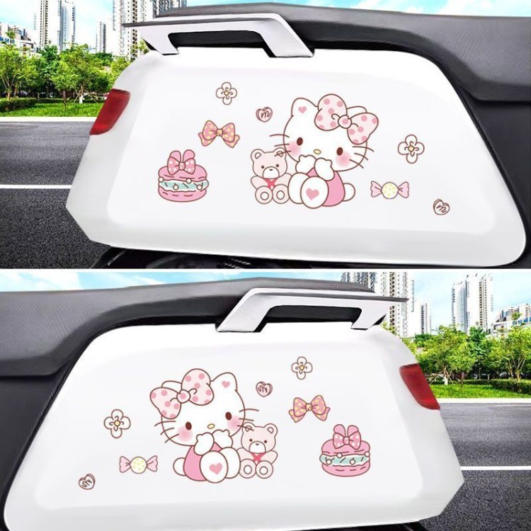 Kitty Kitty Mèo Xe Máy Xe Máy Điện Xe Trang Trí Miếng Dán Xước Bao Miếng Dán Cản Hello Kitty Cửa Xe 