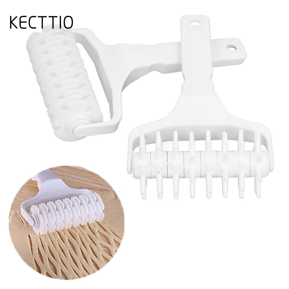 KECTTIO 2 Chiếc Pizza Crust Roller Docker, Nhựa Tay Cầm Dài Pizza Dough Roller Docker, Trắng Tiết Ki