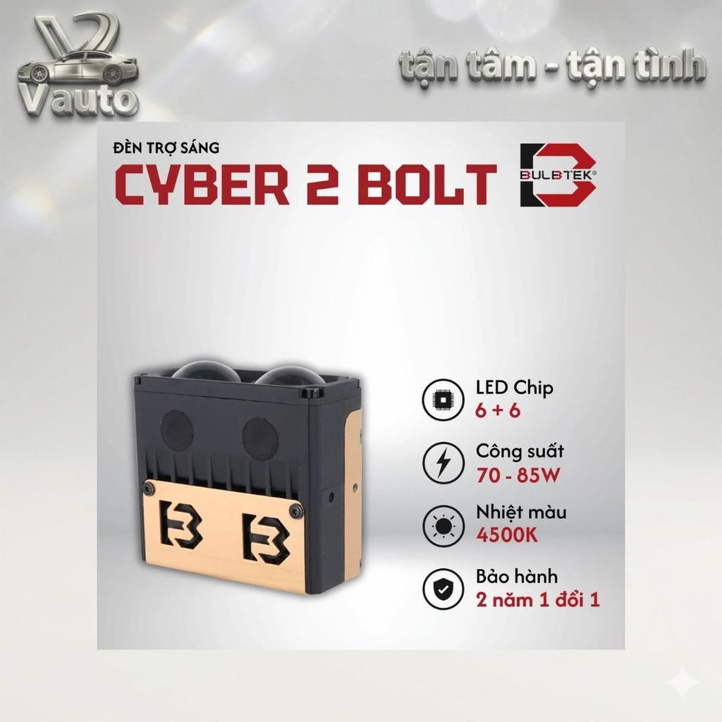 Đèn trợ sáng CYBER 2 BOLT BULBTEK lắp đặt cho ô tô và xe máy - Bảo hành 2 năm, đổi mới 1 đổi 1