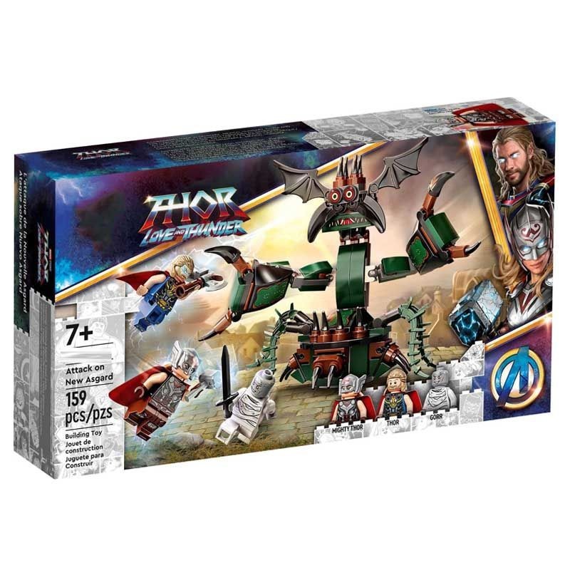 Tương thích Lego Superhero 76207 Love and Thunder: Attack New Asgard Thunder God Đồ chơi khối xây dự