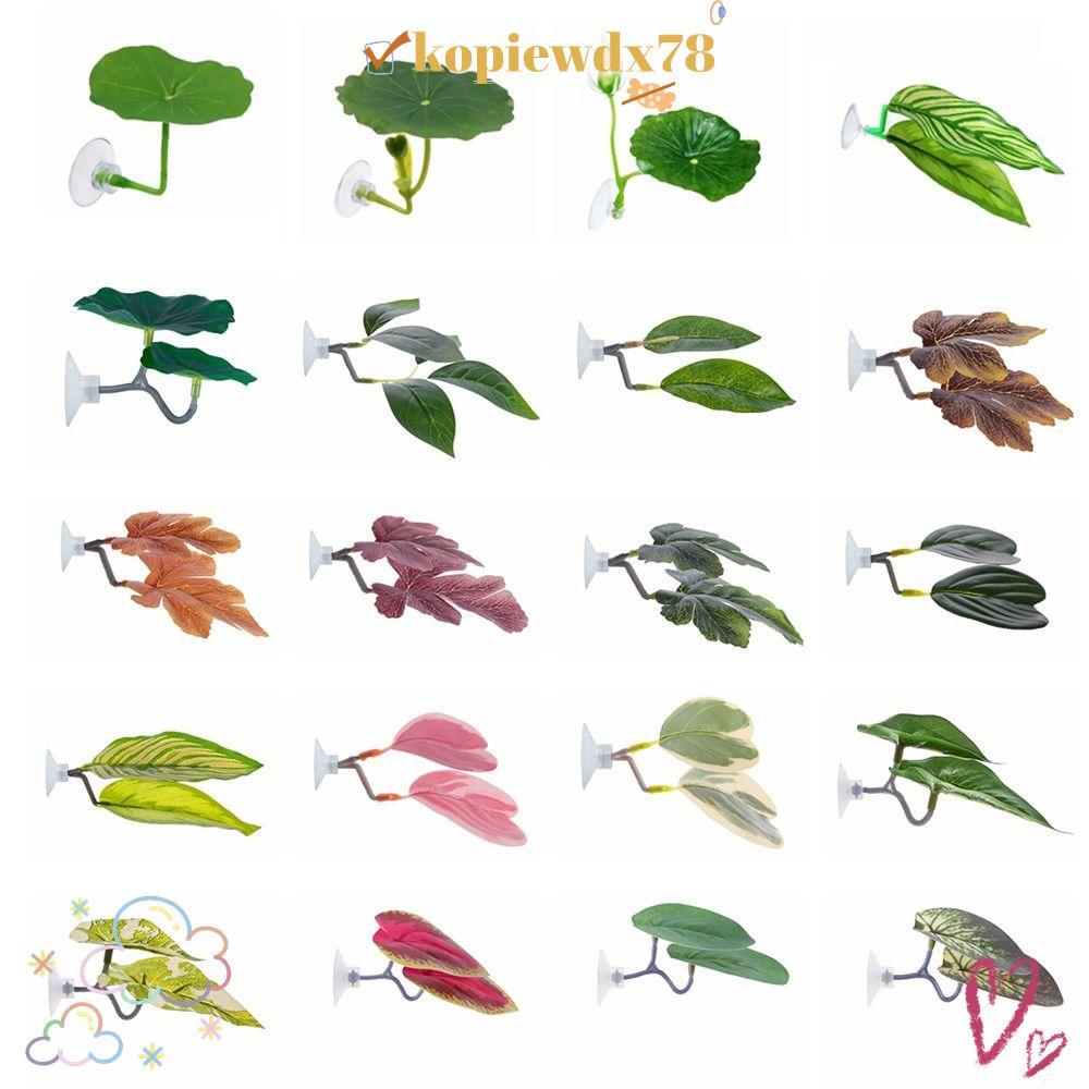KOPIEWDX78 Cây trang trí mái hiên cá, nghỉ ngơi / ẩn náu / duỗi lá cá Betta bằng nhựa, cốc hút mô ph